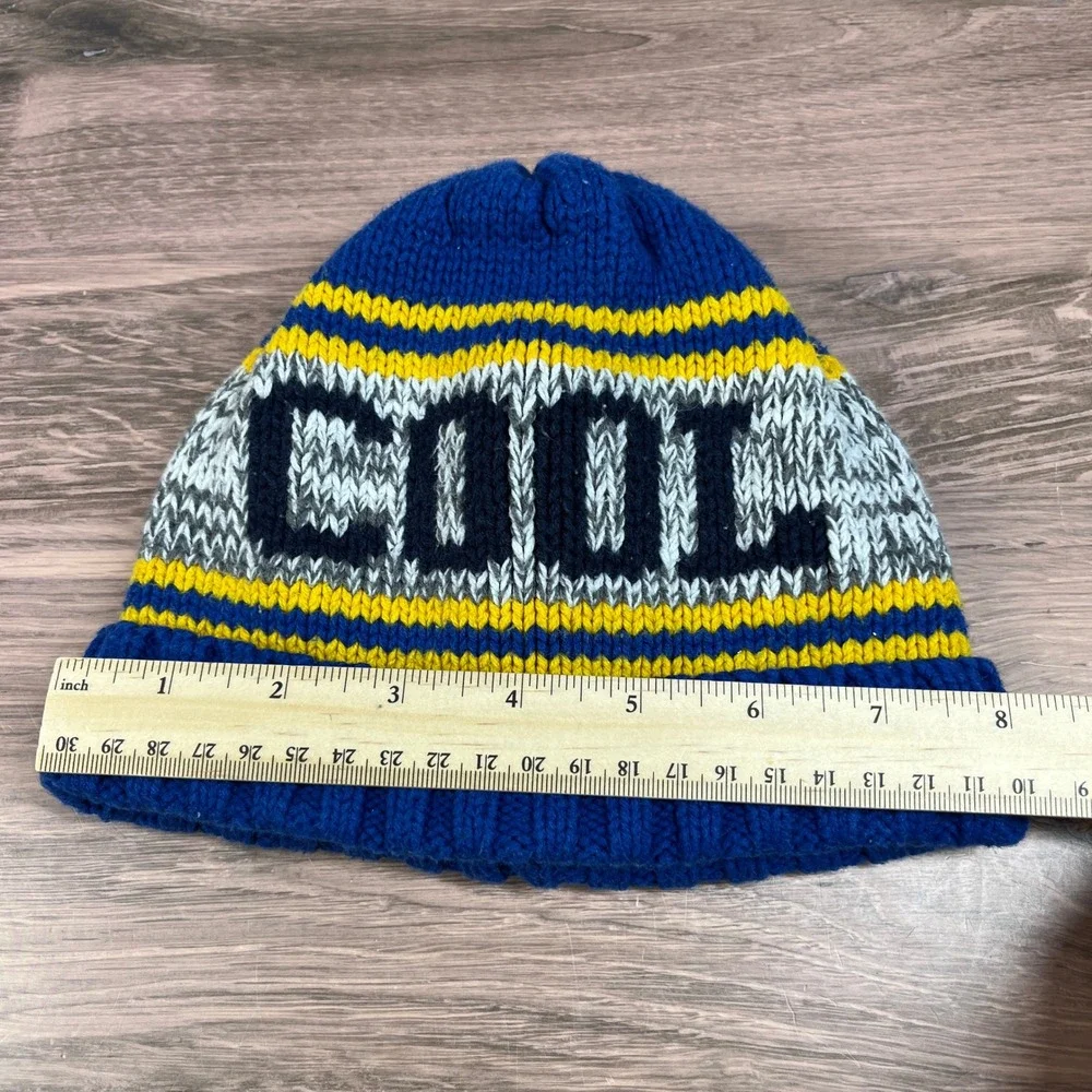 Gymboree Knit Beanie Kids Size M Blue Yellow COOL Graphic Striped Winter Hat